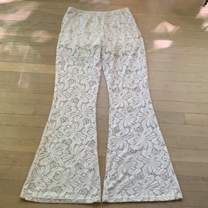 IVORY SEE-THRU LACE FLARE PANT..A WOW For SWIMWEAR